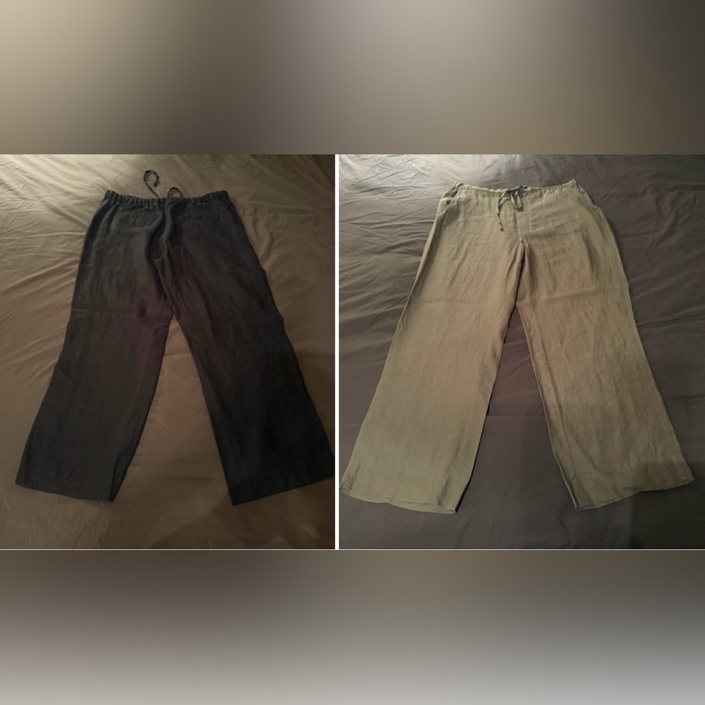 Lot of 2 Orvis women’s linen wide leg pants